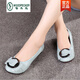 啄木鳥(niǎo)春秋牛皮軟底夏季豆豆鞋女百搭平底單鞋軟皮舒適媽媽鞋單皮鞋防滑 月色 38
