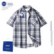 nasawassup官方潮牌聯(lián)名襯衫男夏季日系格子襯衣潮流透氣上衣男士百搭短袖 黑色 XL （建議125-145斤）