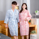 bebedog情侶浴袍 薄款純棉睡袍女春夏季提花男士睡衣 全棉柔軟透氣浴衣 玫瑰提花_藍色(男) 2XL 【170-190CM，190斤內】
