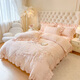 姼嬉媛A類(lèi)牛奶絨四件套床裙款法式床上用品冬季珊瑚絨床罩法蘭絨防靜電 蝴蝶粉色-夢(mèng)幻巴黎 1.8m床 床單款 四件套（被套200*230cm）