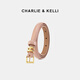 CHARLIE&KELLI CK品牌輕奢真皮針扣皮帶時尚百搭裝飾連衣裙牛仔褲腰帶女士 粉色【京倉配送】 100cm 【配精美禮盒】