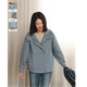 無色無味（wusewuwei）25年秋季新品簡約拼接連帽上衣休閑短款風(fēng)衣外套女裝 星藍(lán) L （38）
