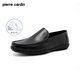 皮爾卡丹（pierre cardin）夏款男鞋防滑商務(wù)休閑皮鞋男低幫沖孔套腳鞋舒適軟底一腳蹬 黑色 41