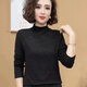云拿月重工燙鉆德絨打底衫女秋冬時(shí)尚洋氣時(shí)髦遮肚子?jì)寢屟b磨毛保暖上衣 黑色 M 【建議80一100斤】
