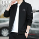JEEP SPIRIT吉普夾克男春秋外套休閑長(zhǎng)袖上衣純色立領(lǐng)時(shí)尚潮流 黑色 XL