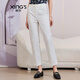 邢氏女裝新款休閑褲女褲子女顯瘦夏季修身高腰長(cháng)褲純色休閑直筒褲 米白色 48 (170/90B)