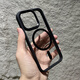 森淳 極簡高清透明黑磁吸iphone15promax手機殼適用蘋果13新款鈦金灰硅膠邊框金屬按鍵輕奢高級感防摔 高透【經典黑】磁吸款 蘋果15Promax