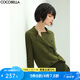 COCOBELLA預(yù)售[苔蘚綠]簡(jiǎn)約雙排扣翻領(lǐng)毛衣針織開(kāi)衫MZ152C 橄欖綠 S