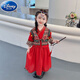 迪士尼兒童少數民族服裝2025春秋紅色苗疆民族三件套異域女童公主裙 女童紅色三件套(送頭飾) 120