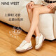 NINE WEST品牌德訓(xùn)鞋女2025新款復(fù)古透氣時尚拼接運動休閑鞋女 米/棕 35