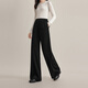 伊芙麗【加厚闊腿褲】伊芙麗雪尼爾咖色慵懶風(fēng)燈芯絨通勤保暖褲子女冬季 黑色 XS 80-95斤