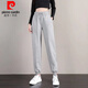 皮爾卡丹（pierre cardin）純棉長(cháng)褲運動(dòng)褲女春秋寬松束腳哈倫褲百搭休閑褲情侶加絨衛褲 1302#灰色 春秋款 L 建議114-126斤