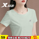 特步短袖女t恤夏季新款透氣速干圓領(lǐng)T運(yùn)動(dòng)服寬松半袖女體恤休閑上衣服 凌波綠 (顯瘦正肩) M/165