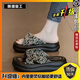 回力四季中式國風(fēng)拖鞋女夏外穿新款厚底增高休閑沙灘涼鞋時尚百搭一字涼拖 米黑色 【贈送運費險】 37 (235mm) 【標(biāo)準(zhǔn)尺碼】