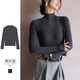 華婷露（Huatinglu）半高領(lǐng)仿德絨內搭長(cháng)袖打底衫衣女2024秋冬漂亮小衫修身保暖上衣 煙雨灰 XL (110-125斤)