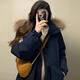 鏡莎24年新款冬季羽棉襖絨服女工裝派克服韓系羽絨棉服棉襖小個子外套 藏青色 均碼【可備注碼數(shù)】