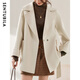 尚都比拉100%羊毛西裝領(lǐng)毛呢大衣女冬季可拆卸腰帶小個(gè)子通勤風(fēng)雙面呢外套