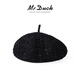 Mr DUCK進(jìn)口英國LINTON限量黑標系列 高貴氣質(zhì)小香風(fēng)貝雷帽女冬 優(yōu)雅帽子 MW467181-羅蘭黑（貝雷帽） S （52-54cm）