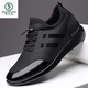 啄木鳥(niǎo)內增高皮鞋男士隱形增高皮鞋透氣休閑鞋男鞋潮流鞋特大碼45碼48碼 黑底網(wǎng)面 41
