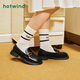 熱風(fēng)（Hotwind）女鞋樂(lè )福鞋春秋新款女士時(shí)尚復古英倫風(fēng)小皮鞋厚底學(xué)院風(fēng)通勤單鞋 01黑色 37