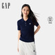 GAP女裝2025春季新款刺繡logo短袖polo領(lǐng)針織衫學(xué)院風(fēng)上衣729137