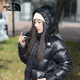 北面（The North Face）羽絨服女700蓬鵝絨Puffy風(fēng)帽可拆卸肩帶系統(tǒng)戶外24秋冬上新|89YN JK3/宇宙黑 XL