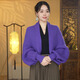 暢印2024新款針織披肩時(shí)尚百搭寬松披肩女秋冬季長(cháng)袖氣質(zhì)開(kāi)衫洋氣外搭 紫色 小號（80-130斤可穿）
