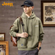 JEEP2025春季新款男士連帽衛(wèi)衣男休閑寬松長袖套頭刺繡T恤上衣服