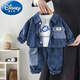迪士尼（Disney）男童春秋季套裝2025新款兒童衣服牛仔嬰兒三件套1-3歲男孩寶寶潮 紫色 110 cm