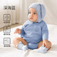 歐孕（OUYUN）德絨嬰兒包屁衣秋冬打底內衣保暖新生兒三角哈衣寶寶長(cháng)袖爬服 深海藍【7A抗菌-真德絨真保暖】 73cm 【建議身高69-73cm】