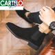 卡帝樂(lè)鱷魚(yú)（CARTELO）切爾西靴男高幫皮鞋翻毛皮馬丁靴休閑靴子英倫短靴磨砂潮男鞋 黑色 39