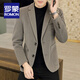 羅蒙（ROMON）毛呢休閑西服男士秋冬季新款商務(wù)修身單西外套中青年加厚小西裝男 咖色 XL碼
