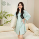 宜色家純棉紗睡衣睡裙 雙層紗織100%純棉襯衫睡裙家居服內衣短袖可外穿 糖果綠 L （165厘米/130斤左右）