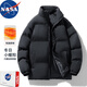 NASA URBAN秋冬季外套男士絨棉服冬季潮流棉襖子羽面包服男冬季衣服外套棉衣 黑色 XL (建議體重120-140斤)