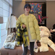 GARNUO泡芙格子短款羽絨服女輕薄白鴨絨2025冬季新款加厚圓領(lǐng)面包服外套 黃色 S