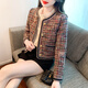 桂雪格秋冬季小香風(fēng)短外套女2024新款春秋寬松短款毛呢外套女士夾克衫潮 酒紅色 L （110-120斤）