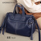 ANDSEEYOU真皮包包女2026新款時(shí)尚單肩波士頓枕頭包女女神節個(gè)性軟皮手提包 寶藍色