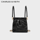 CHARLES&KEITH24春季新品迷你流浪包单肩斜挎包包女包双肩包女士CK2-60782390 Black黑色 S