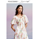 太平鳥(niǎo)女裝2024年夏季款Daria Song聯(lián)名系帶連衣裙A1FAE2510 彩花 S