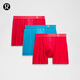 lululemon丨AIM 男士四角褲 3 條裝 *新年款 LM9AQOS 深紅/藍色瀉湖/蛇年輪廓辣紅深紅 S