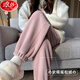 浪莎粉色加絨運動(dòng)褲女秋冬季加厚外穿棉褲搖粒絨暖暖褲小個(gè)子束腳衛褲 粉色加絨【常規款】 M 96-110斤