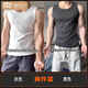 莫代爾美式重磅豎條紋背心坎肩潮男夏季顯肌肉運動健身無袖彈力修身上衣 白色+黑色 S 90-100斤