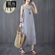 簡(jiǎn)當夏裝加肥加大碼女裝文藝打底吊帶背心裙長(cháng)款寬松內搭小吊帶連衣裙 灰色 均碼