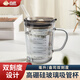 合慶高硼硅玻璃杯吸管杯牛奶杯家用大容量高顏值水杯耐高溫帶刻度杯子 透明色350ML1個裝【帶玻璃吸管】