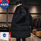 NASA RHUDE棉衣男士棉服男生冬季外套男款羽潮流中長(cháng)款絨棉襖冬裝男裝秋冬天 黑色 XL (推薦體重120-140斤)