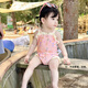 晴碧琳2025新款女童泳衣中小童背帶花邊游泳衣服1-4歲連體兒童寶寶泳裝 90cm 建議20-27斤/80-90cm