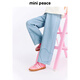MiniPeace太平鳥(niǎo)童裝夏新女童牛仔長(cháng)褲FBHAF2226 淡色牛仔藍 140cm