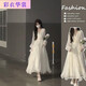 云翔四海2024年奶白色法式初戀仙女裙溫柔風(fēng)v領(lǐng)顯瘦垂墜感連衣裙 白色連衣裙 收藏關(guān)注優(yōu)先發(fā)貨 L 建議105-120