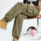 杰麗·莫克羽絨沖鋒褲女外穿冬季保暖東北零下防寒工裝褲加厚戶(hù)外運動(dòng)棉褲 軍綠 L（建議105-115斤）