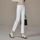 逸陽(yáng)九分秋季顯瘦煙管法棍褲子直筒牛仔褲女小個(gè)子 白色 28